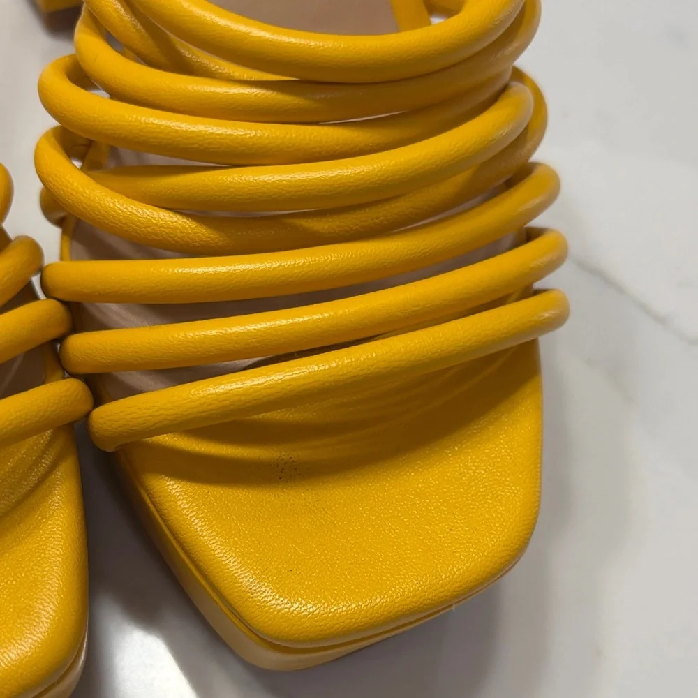 ANTONIO MELANI Yellow Multi-Strap Platform Mules